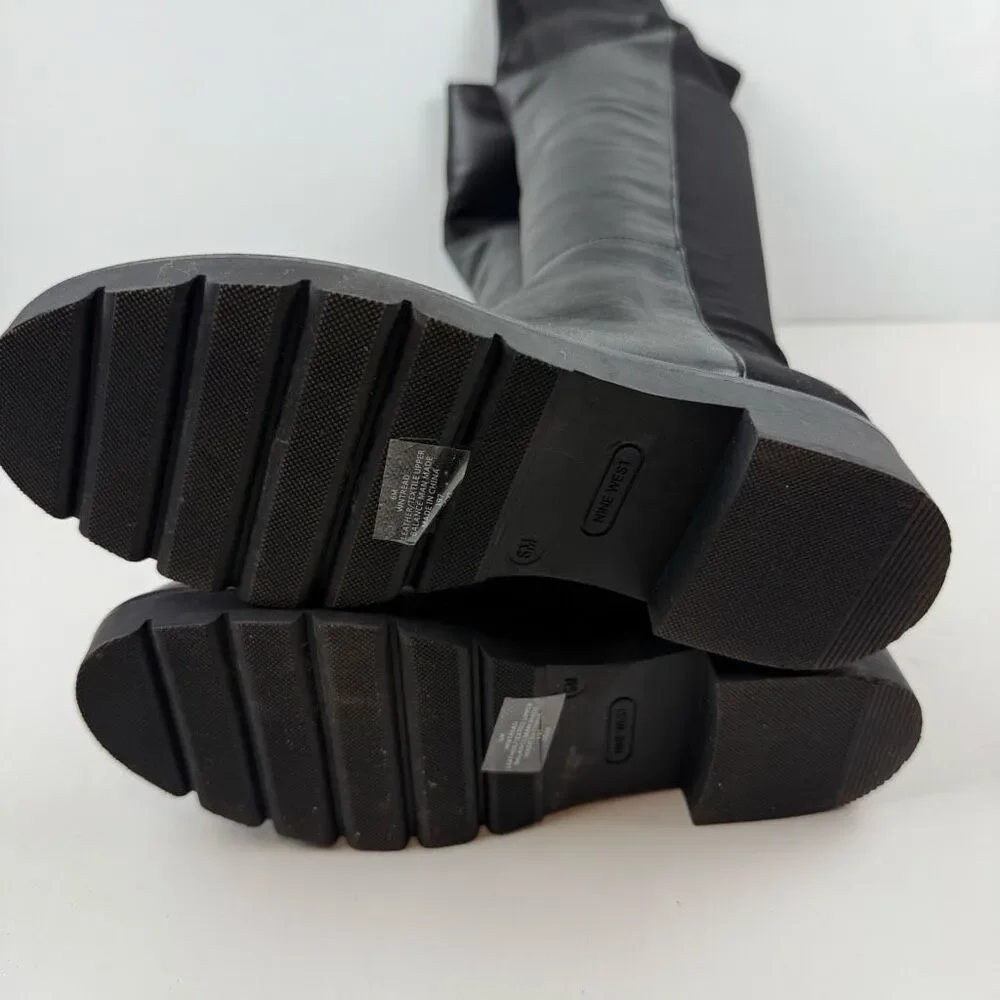 Nine West Tread Over the Knee Black Boots Size‎ 6
